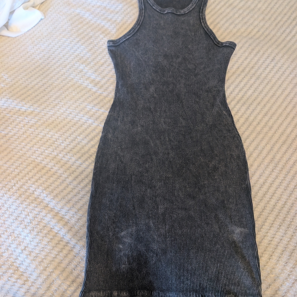 Full Tilt Gray Ribbed Knit Top Dress